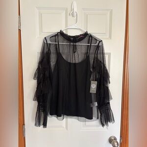 Vince Camuto Sheer tiered sleeve blouse